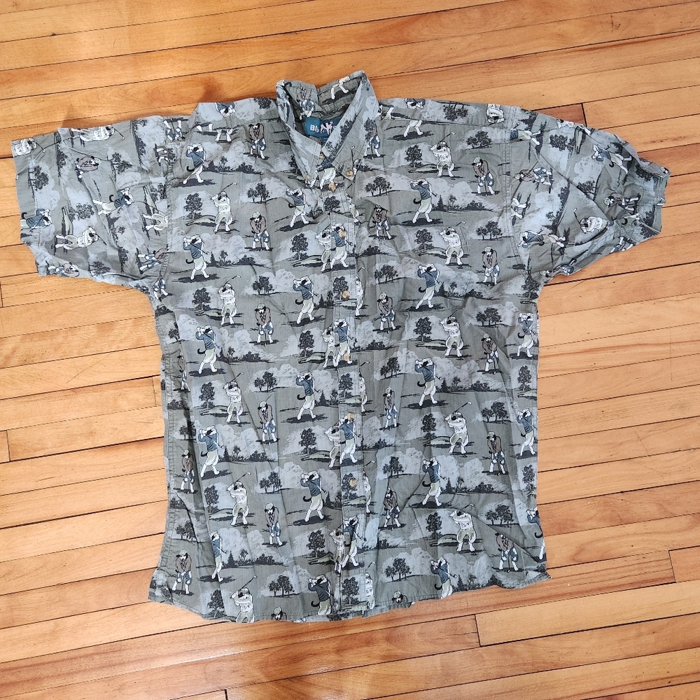 Big Dogs Button Up Golf Shirt, Size Largr
